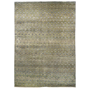 Traditional Silk & Wool Grey Handknotted Rug