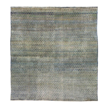 Traditional Silk & Wool Gray Handknotted Rug