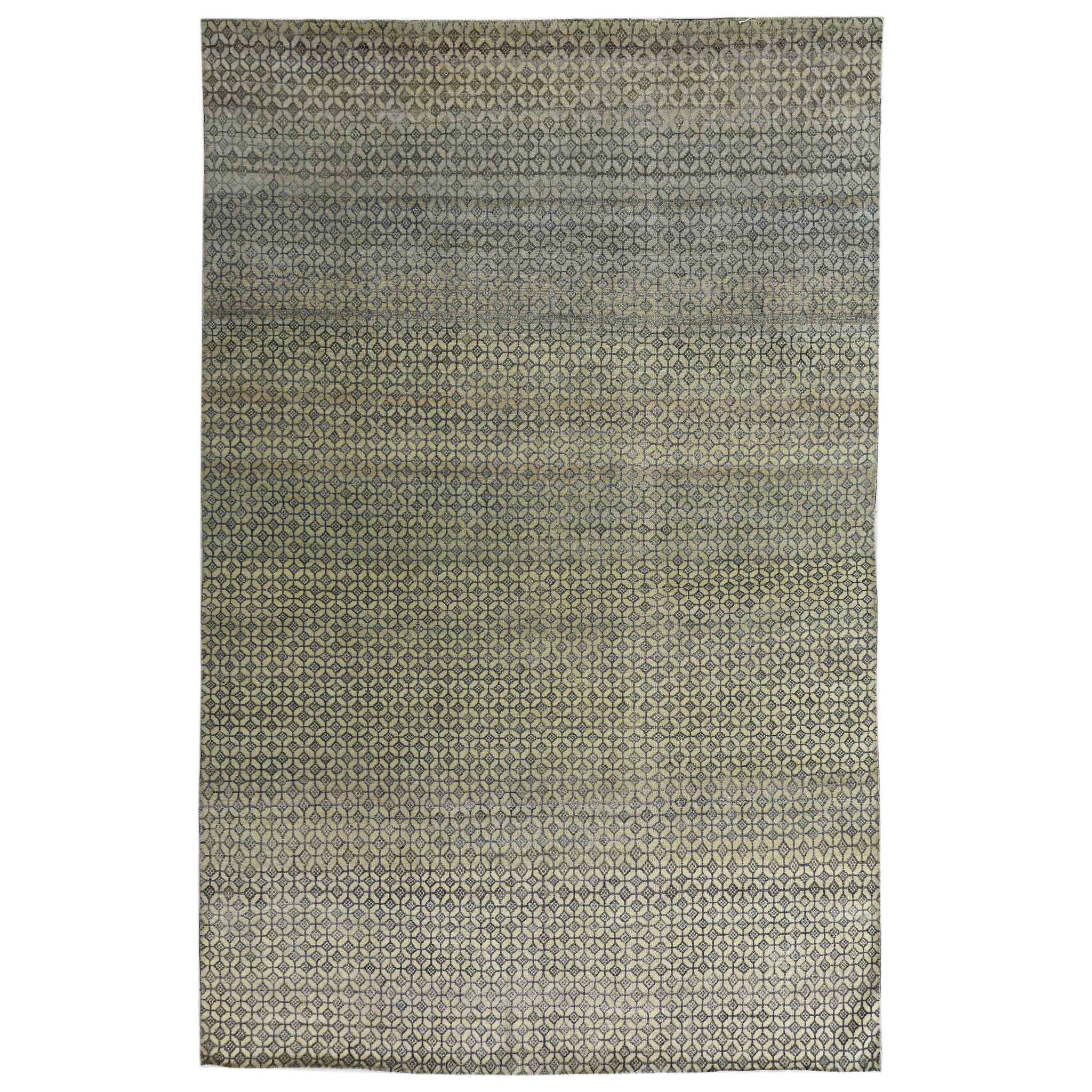 Transitional Silk & Wool Grey Handknotted Rug