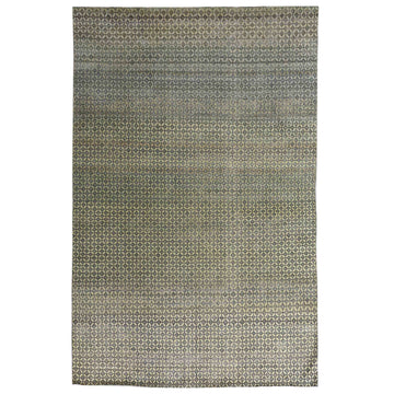Transitional Silk & Wool Grey Handknotted Rug