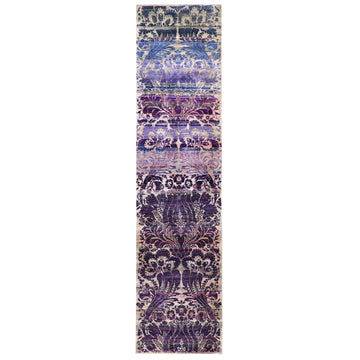 Transtional Silk & Wool Purple Handknotted Rug