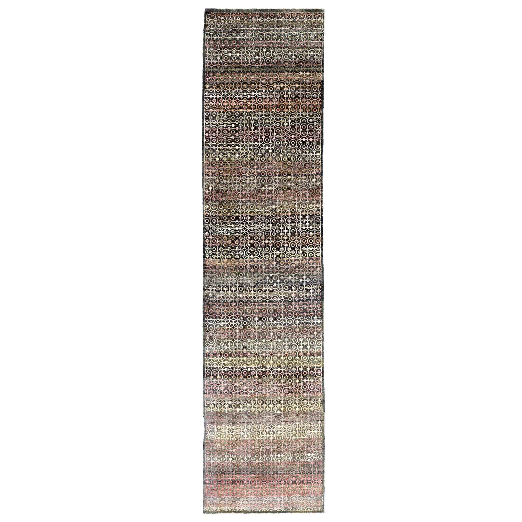 Transitional Silk Black Handknotted Rug