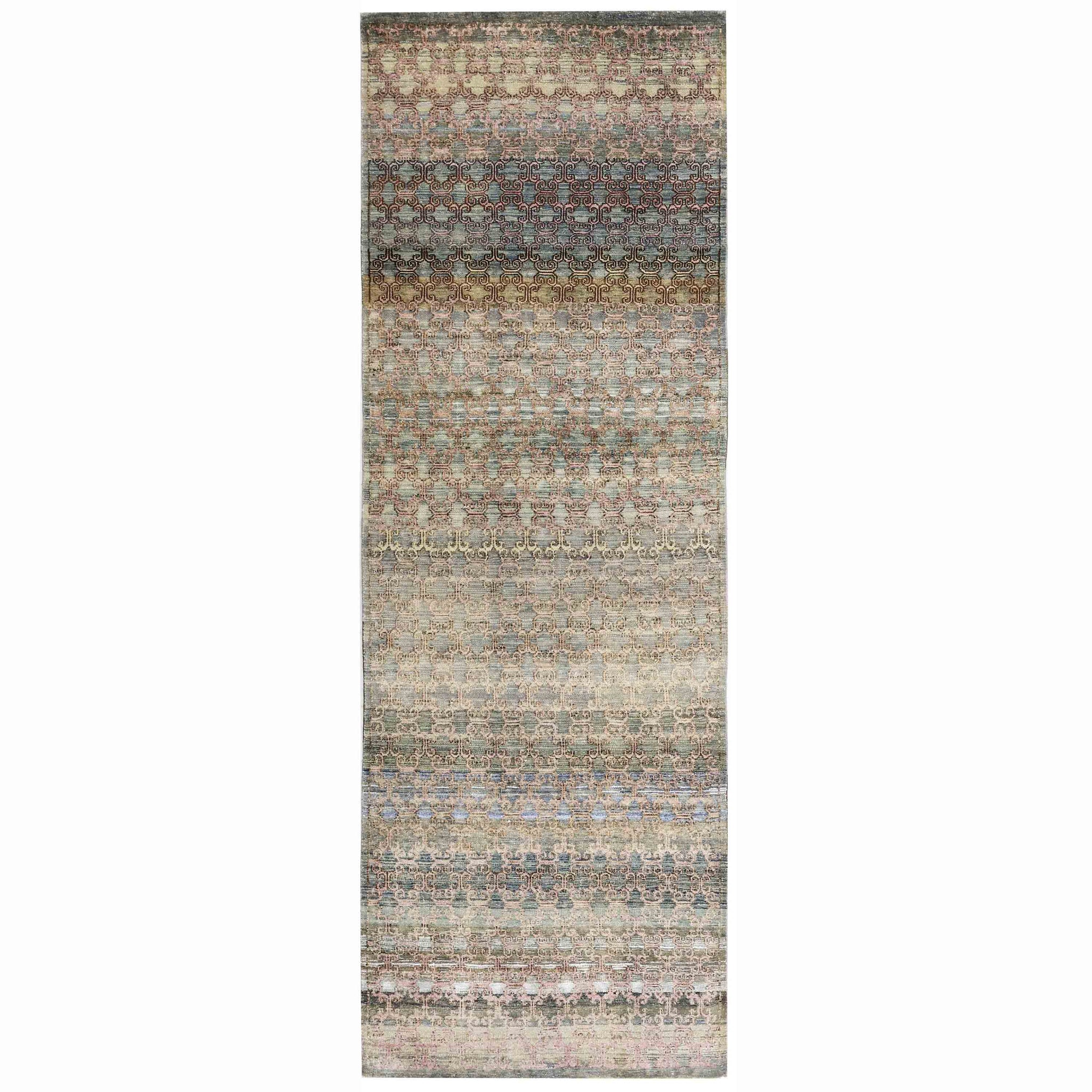 Contemporary Silk & Wool Grey Handknotted Rug