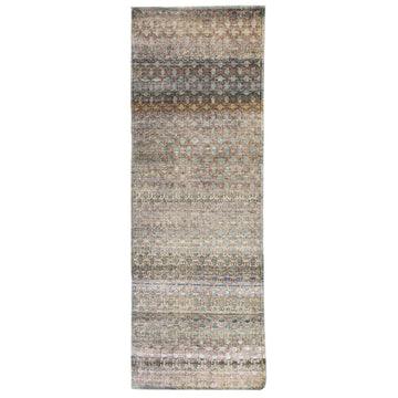 Transtional Silk & Wool Beige Handknotted Rug