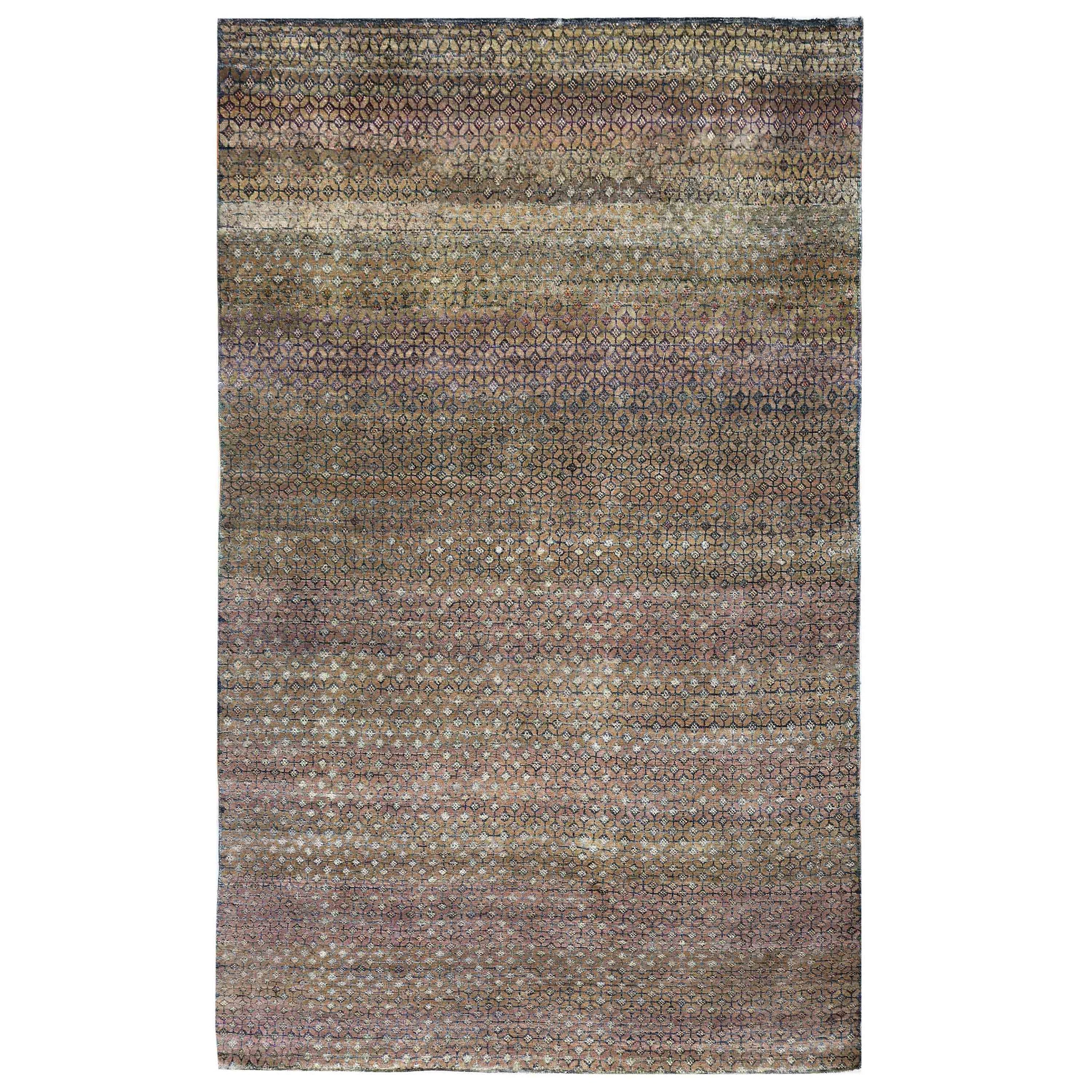 Transitional Silk Grey Handknotted Rug