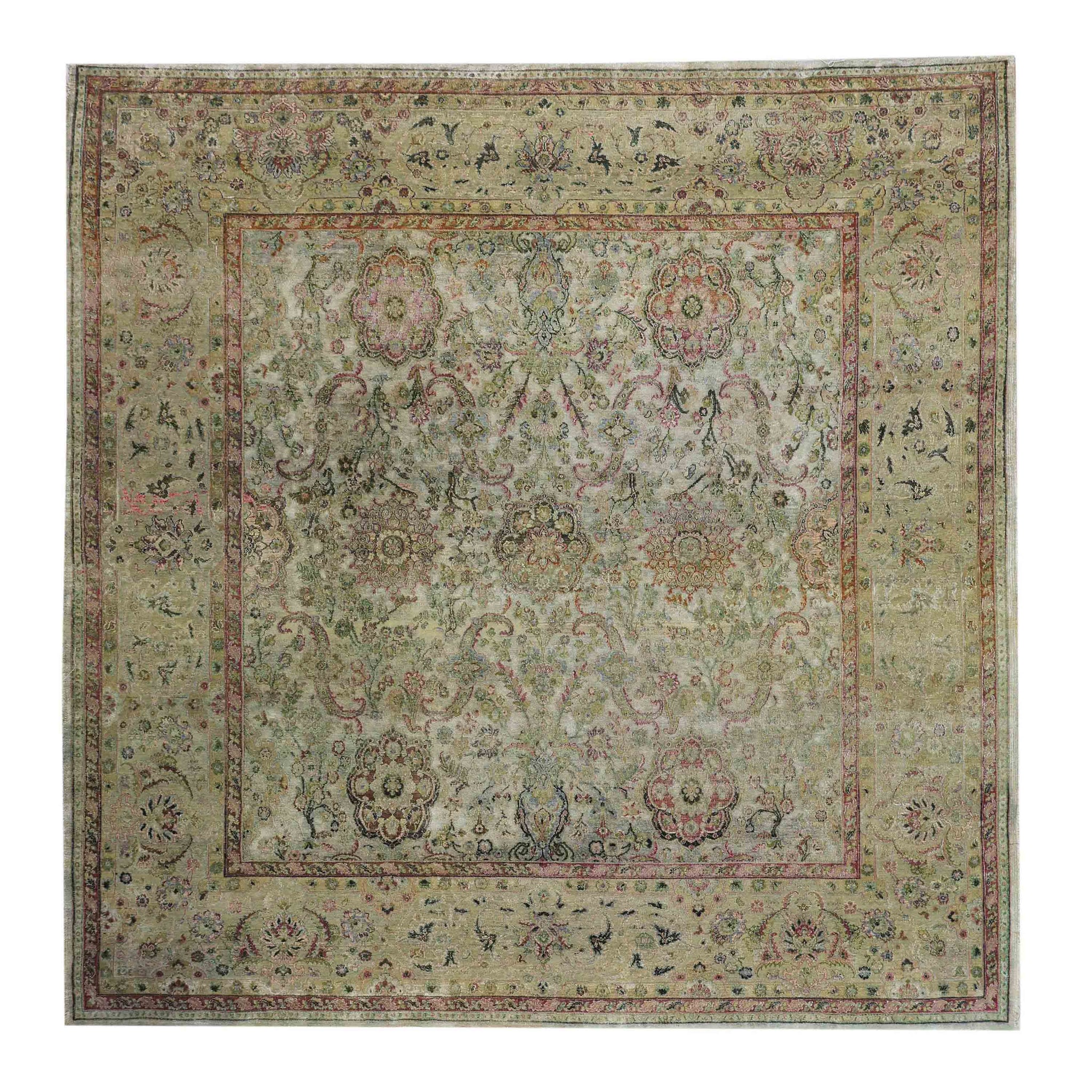 Traditional Silk & Wool Beige Handknotted Rug