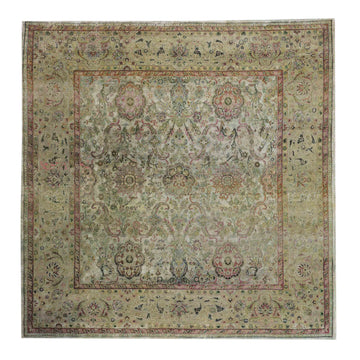 Traditional Silk & Wool Beige Handknotted Rug