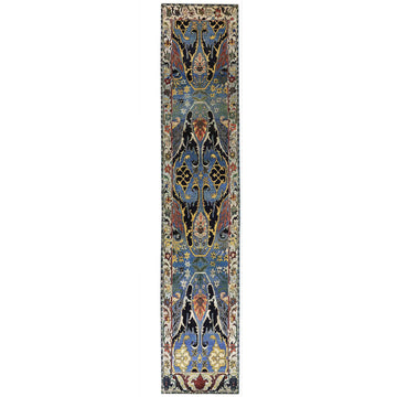 Transitional Wool Blue Hand knotted Rug