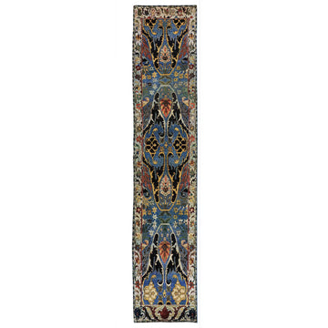 Transitional Wool Blue Hand knotted Rug