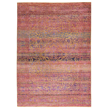 Transitional Silk & Wool Pink Handknotted Rug