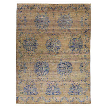 Transitional Wool Brown Hand knotted Rug