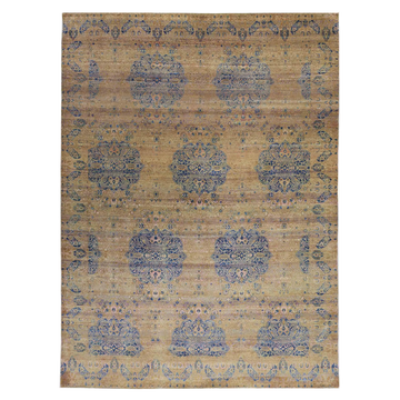 Transitional Wool Brown Hand knotted Rug