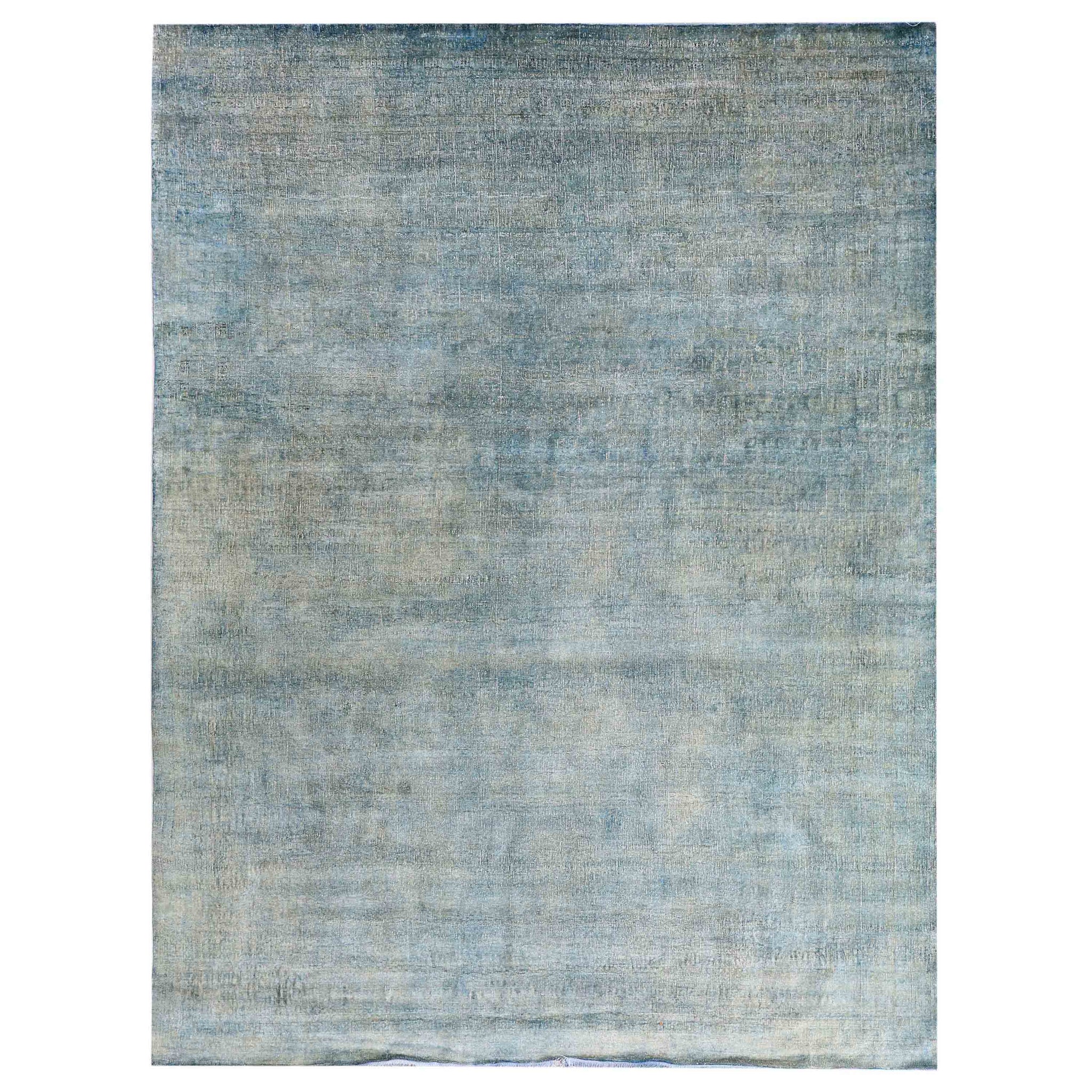 Transitional Silk Blue Handknotted Rug