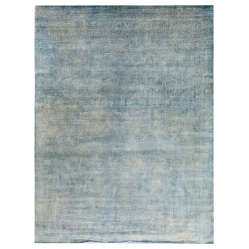 Transitional Silk Blue Handknotted Rug