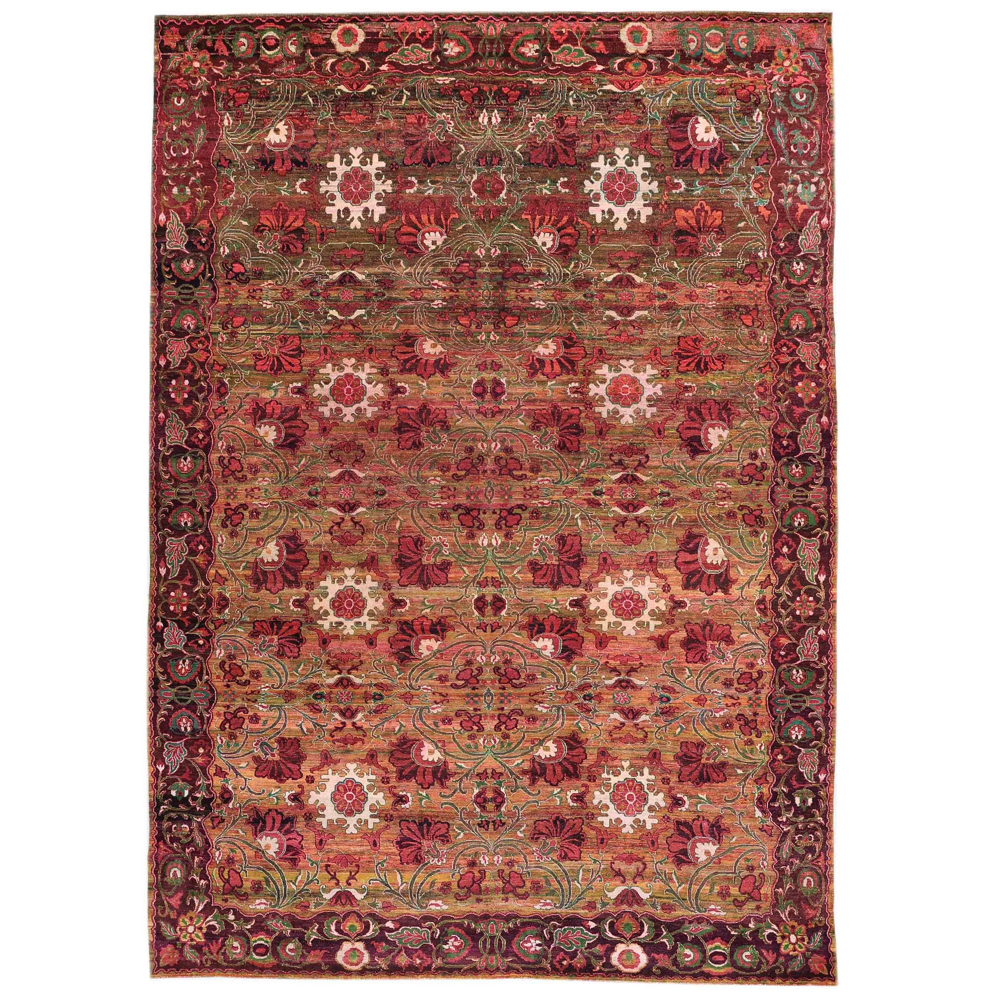 Traditional Silk Brown Handknotted Rug