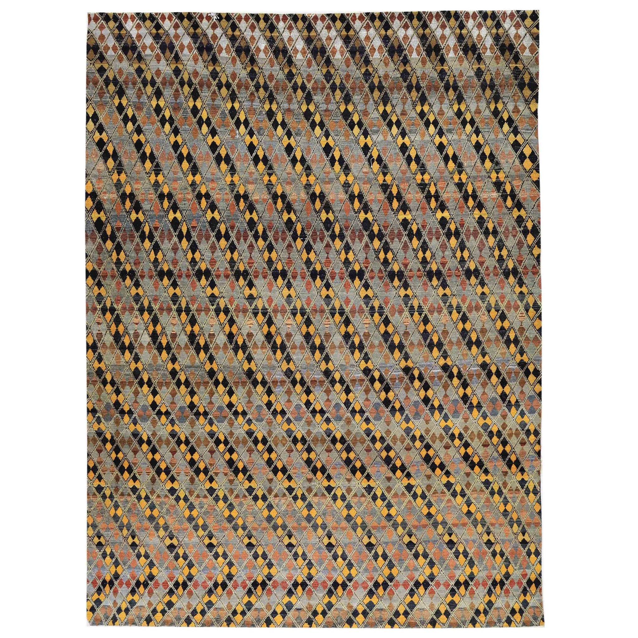 Transitional Wool Grey Handknotted Rug