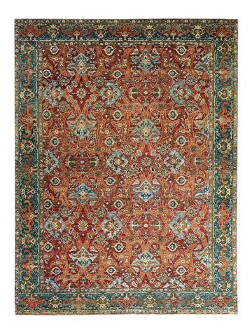 Transitional Wool Orange Hand knotted Rug