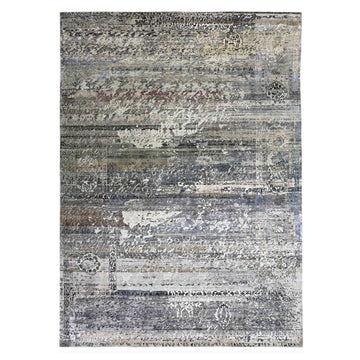 Transtional Silk Grey Handknotted Rug