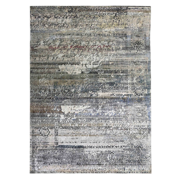 Transtional Silk Grey Handknotted Rug