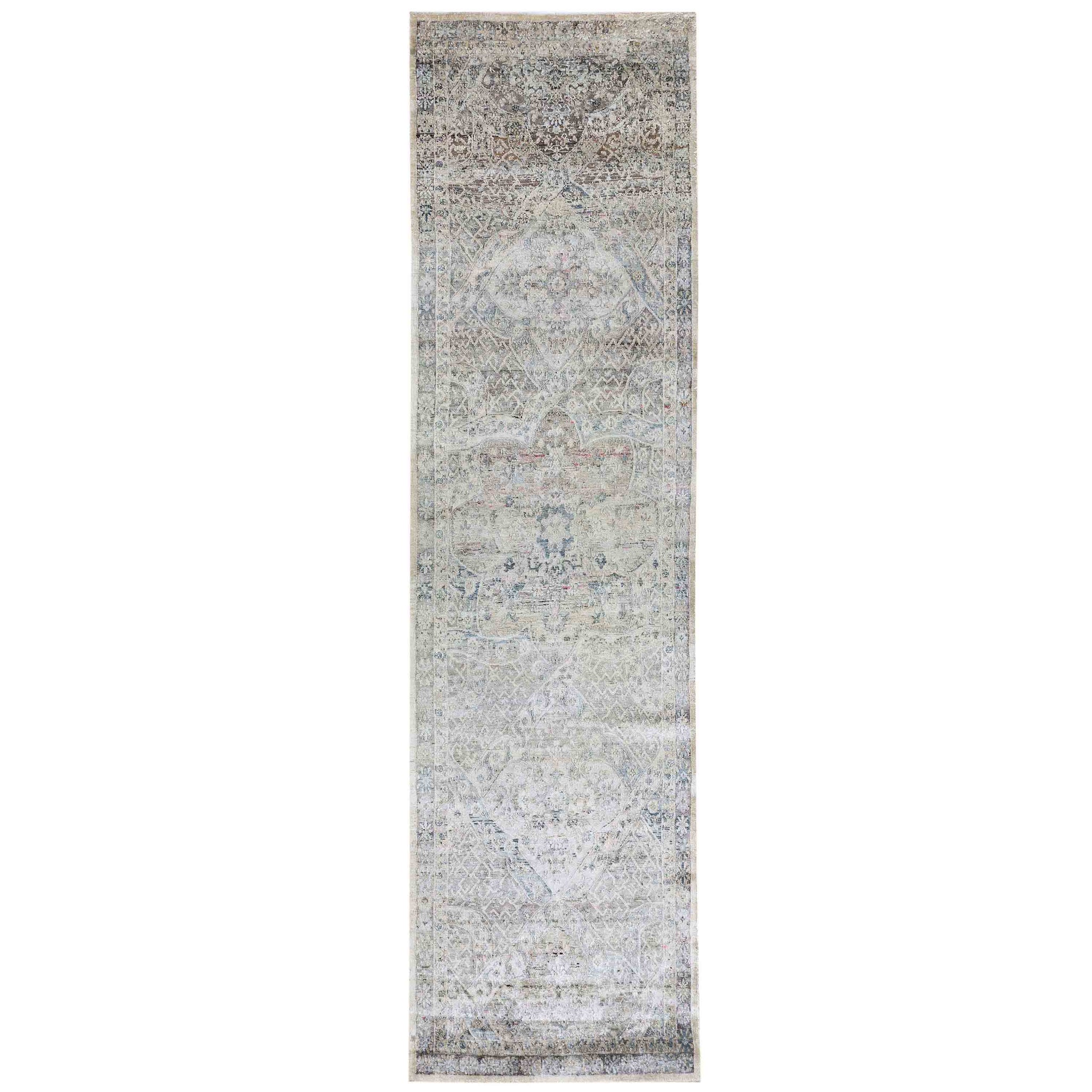 Transitional Silk Grey Handknotted Rug