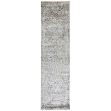 Transtional Silk Grey Handknotted Rug