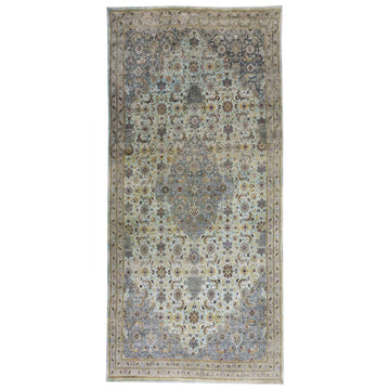 Transtional Silk & Wool Grey Handknotted Rug