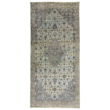 Transtional Silk & Wool Grey Handknotted Rug