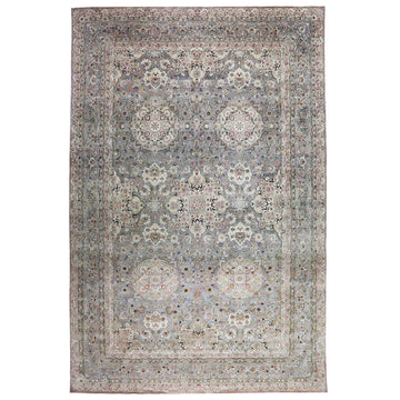 Transtional Silk & Wool Grey Handknotted Rug