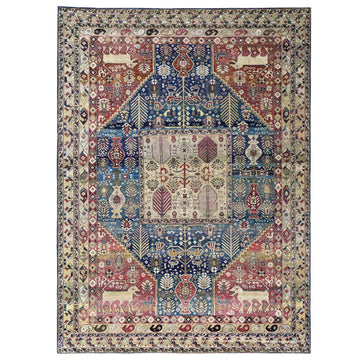 Transtional Silk & Wool Blue Handknotted Rug