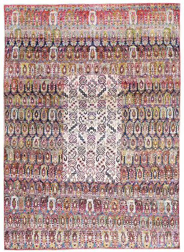 Transitional Silk Pink Hand knotted Rug