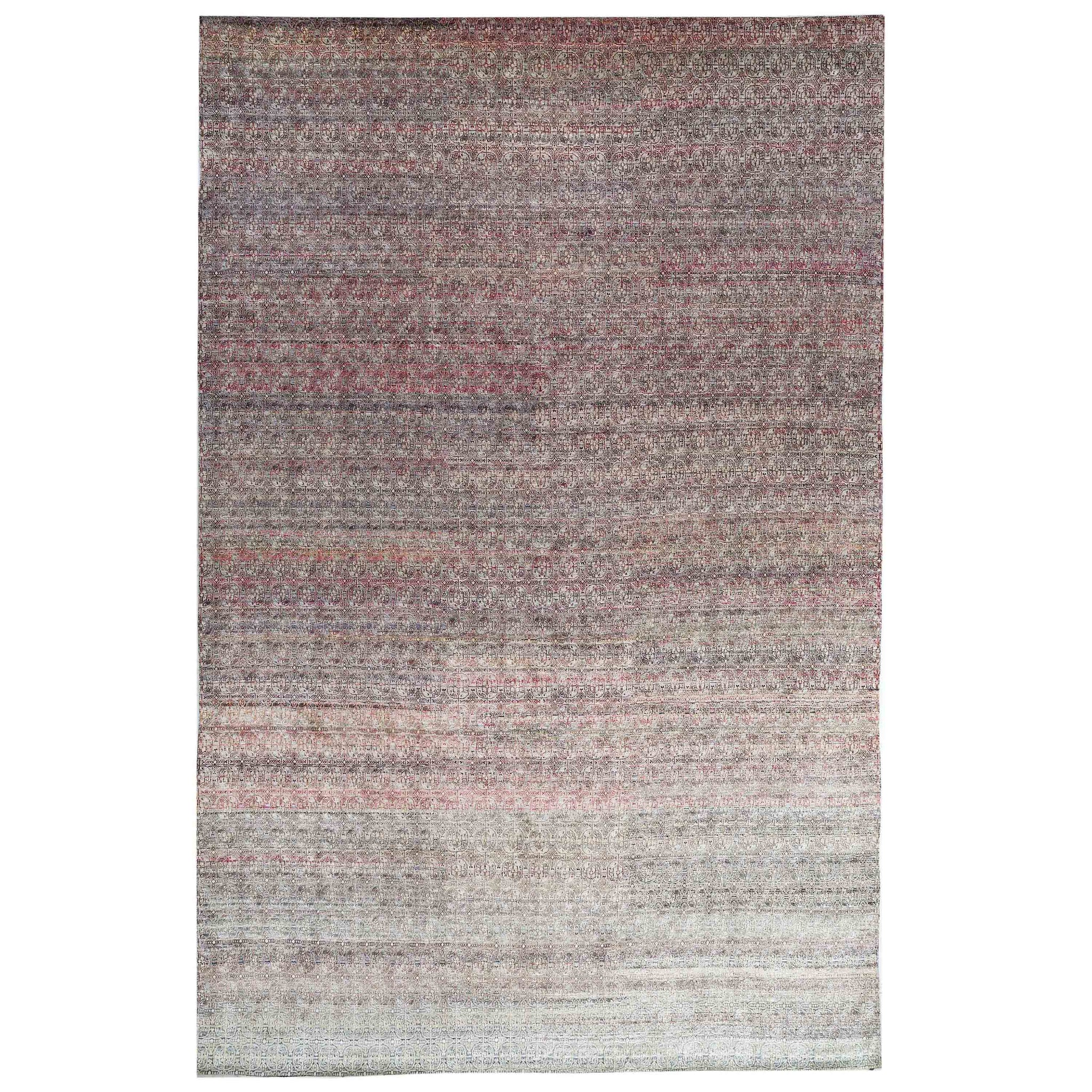 Transitional Silk Purple Handknotted Rug