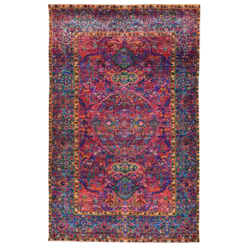 Transitional Silk Pink Hand knotted Rug