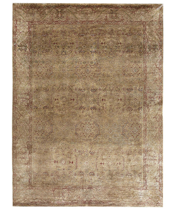 Transitional Silk Brown Hand knotted Rug