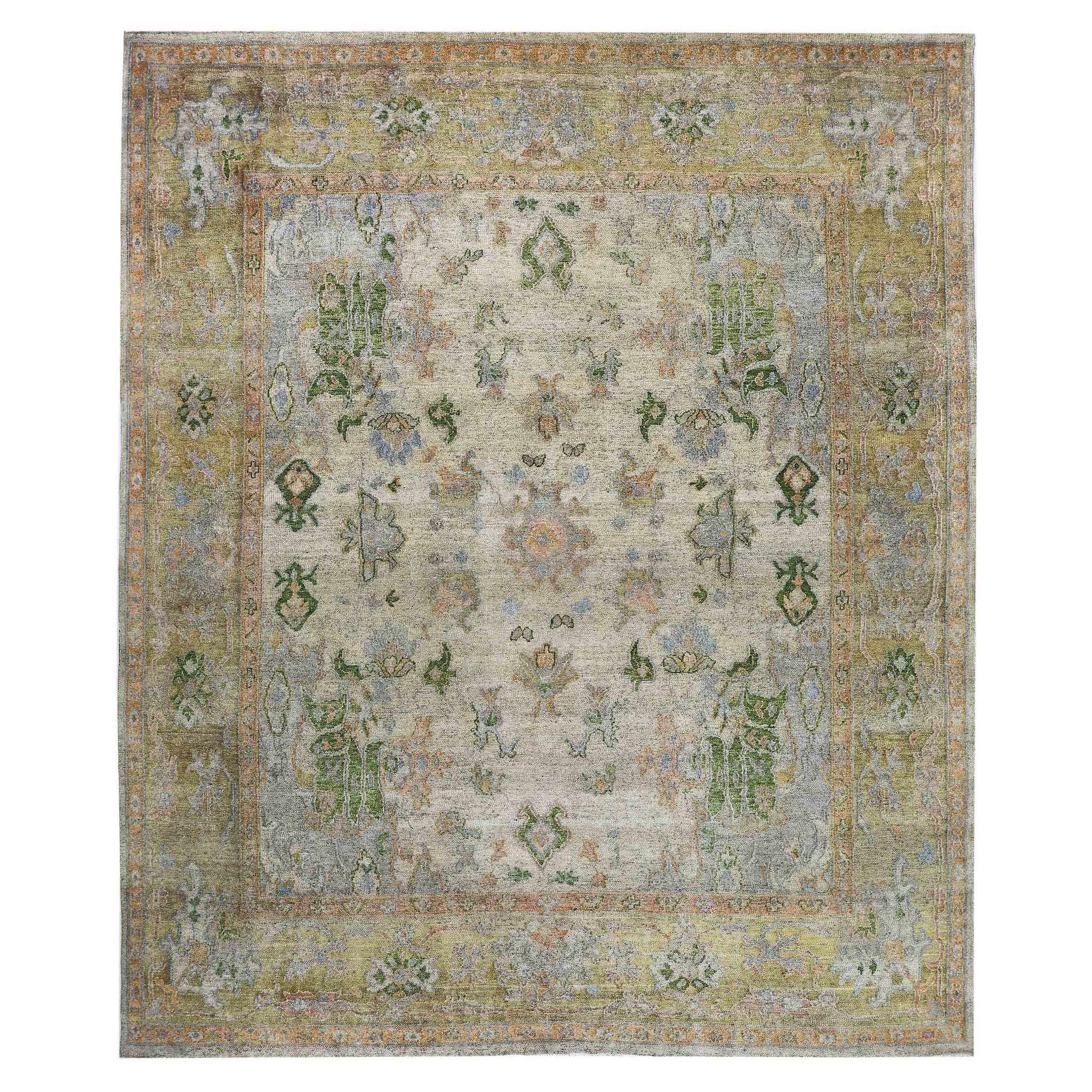 Transitional Silk Beige Handknotted Rug