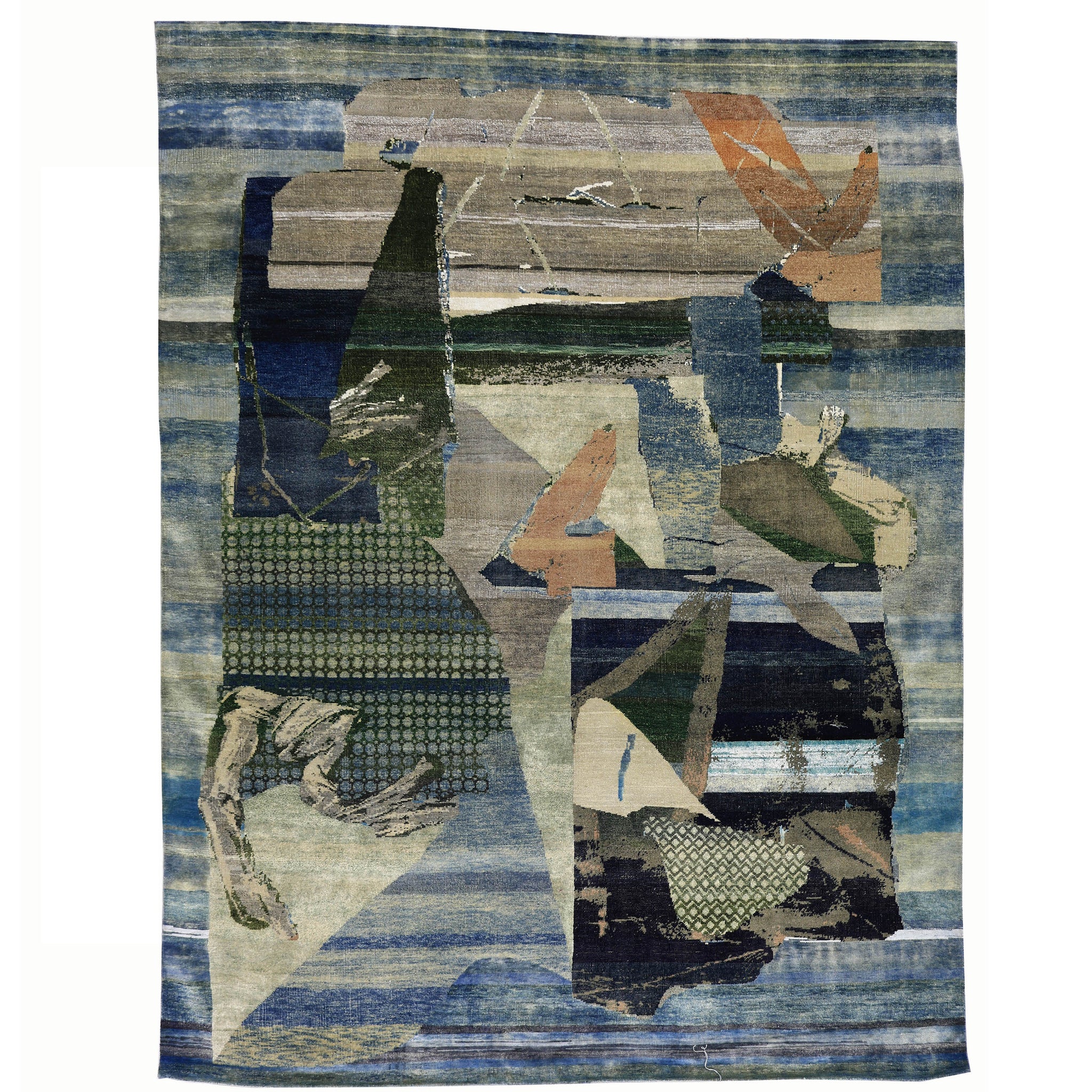Transitional Silk & Wool Blue Handknotted Rug