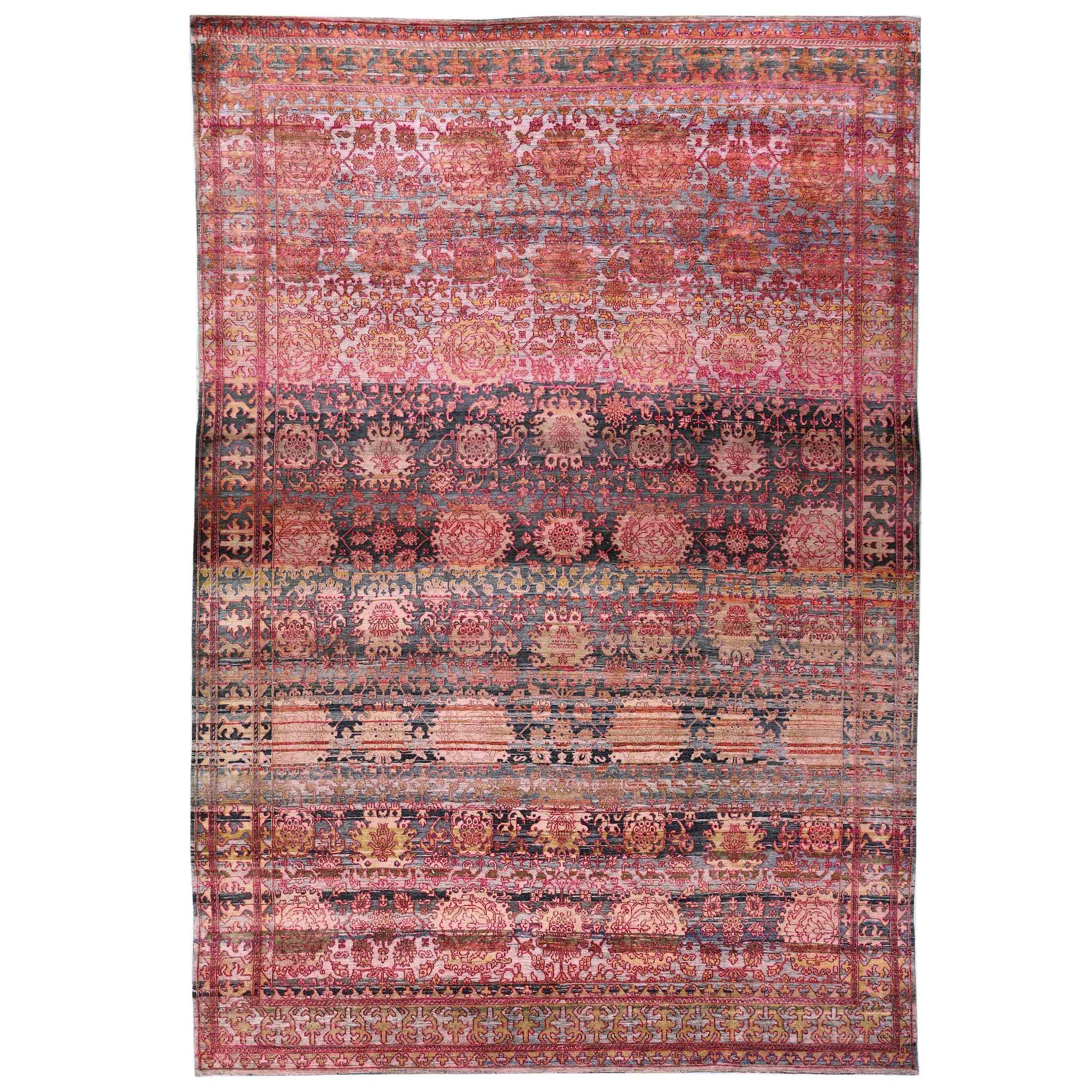 Transitional Silk Red Handknotted Rug