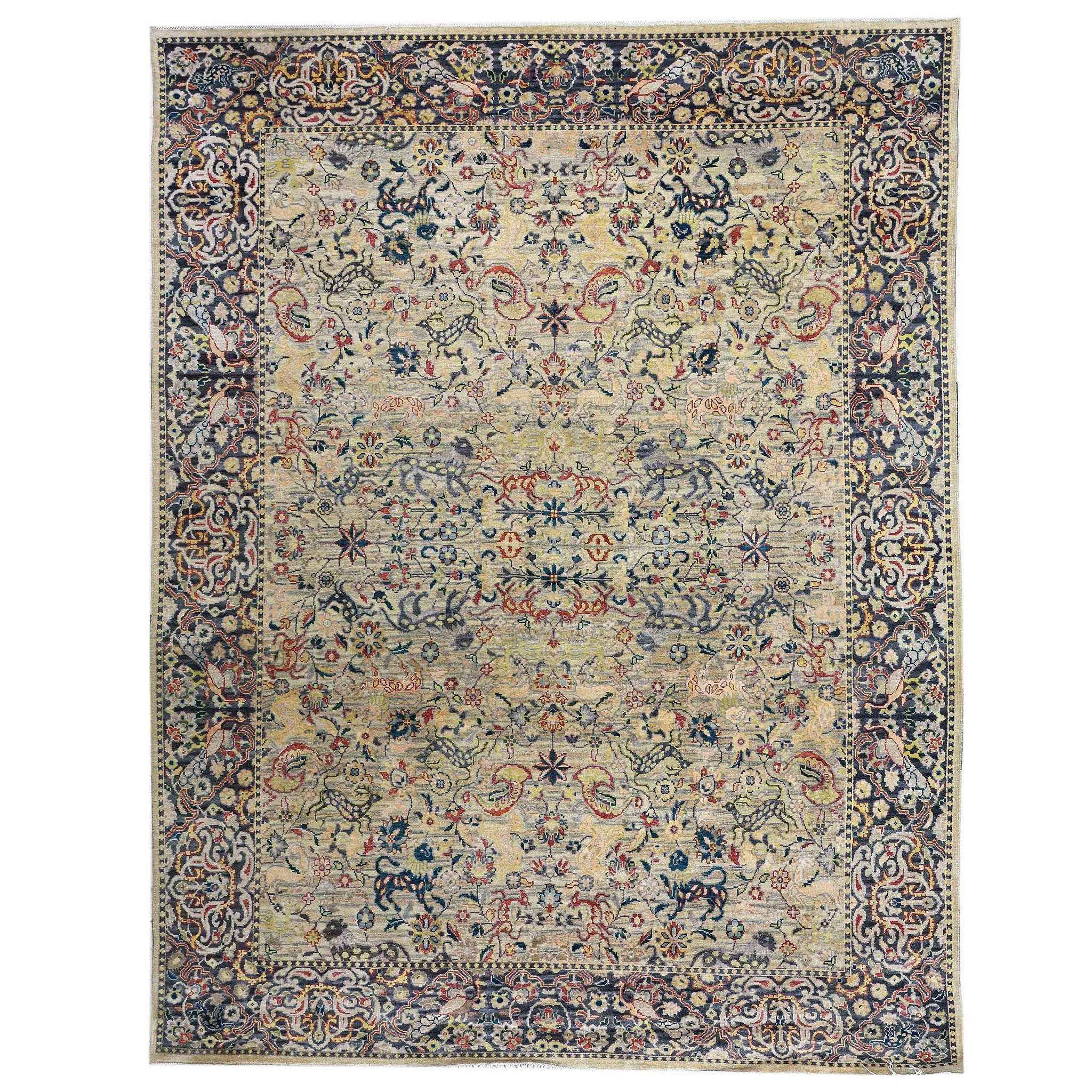 Transitional Silk & Wool  Beige Handknotted Rug