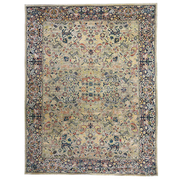Transitional Silk & Wool  Beige Handknotted Rug