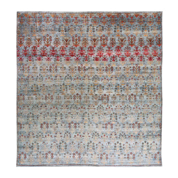 Transitional Silk Grey Handknotted Rug