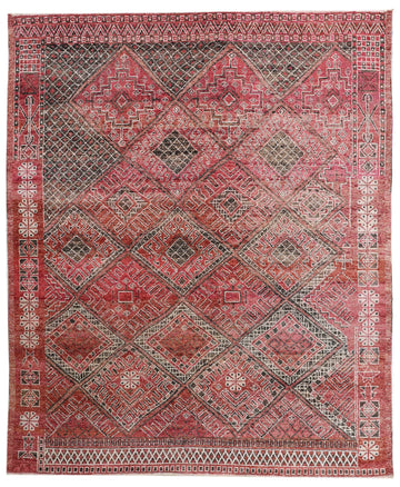 Transitional Silk & Wool Pink Handknotted Rug
