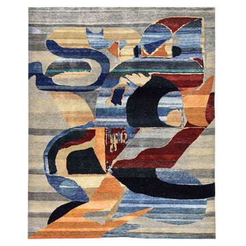Transitional Silk & Wool Beige Hand knotted Rug