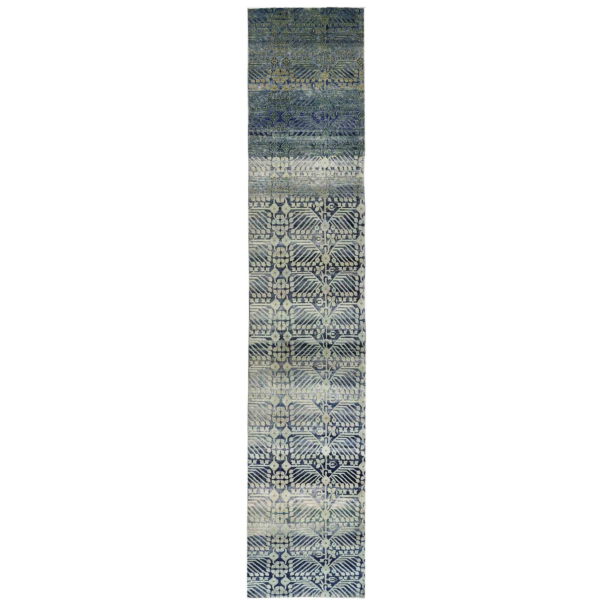 Transitional Silk Blue Handknotted Rug