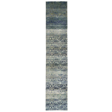 Transitional Silk Blue Handknotted Rug