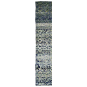 Transitional Silk Blue Handknotted Rug