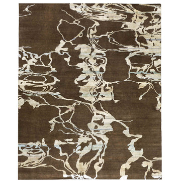Transitional Silk & Wool Brown  Handknotted Rug