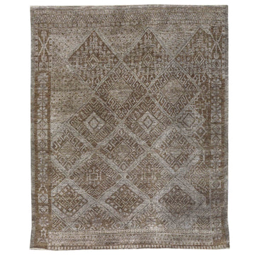 Transitional Wool Brown Handknotted Rug