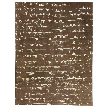 Transitional Silk & Wool Brown Handknotted Rug
