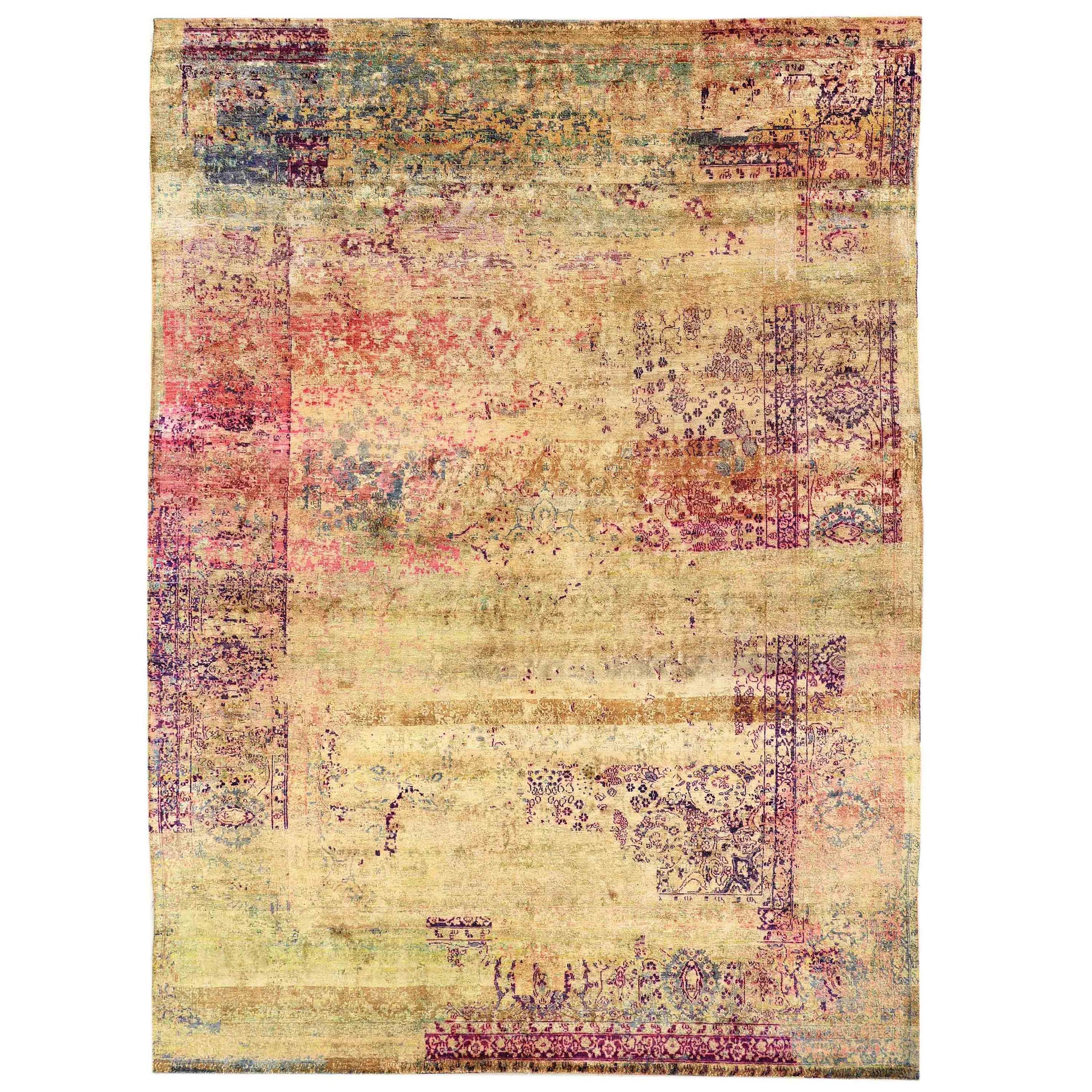 Transitional Silk Beige Handknotted Rug