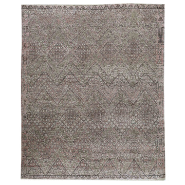 Transitional Wool Grey Handknotted Rug