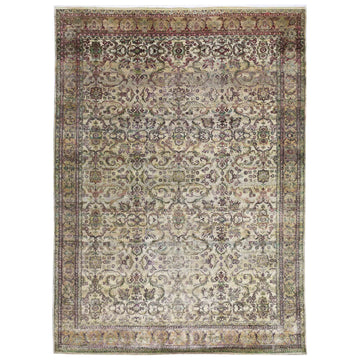 Transtional Silk & Wool Brown Handknotted Rug